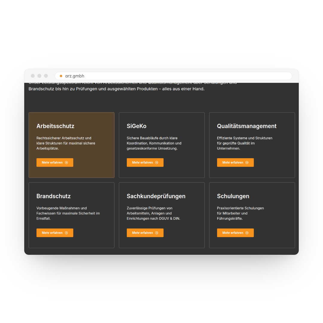 ARZ GmbH – Startseite Leistungen