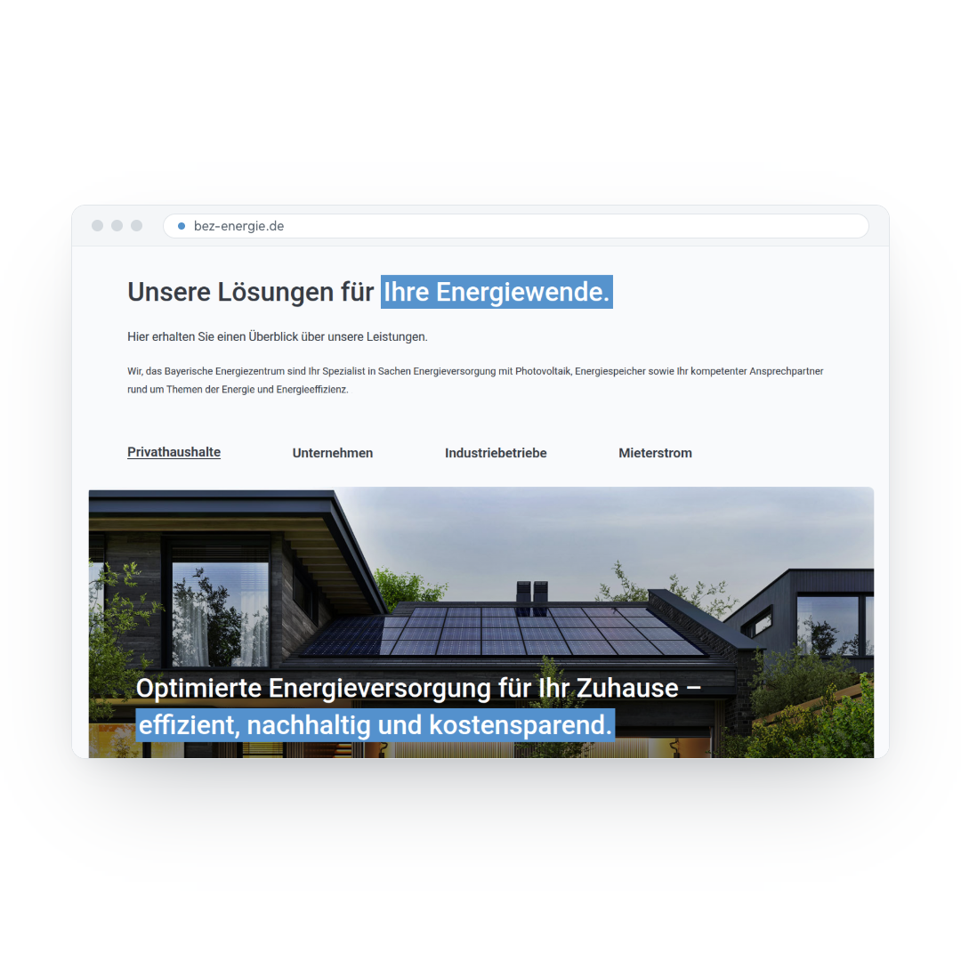 Bayerisches Energiezentrum – Website Lösungen