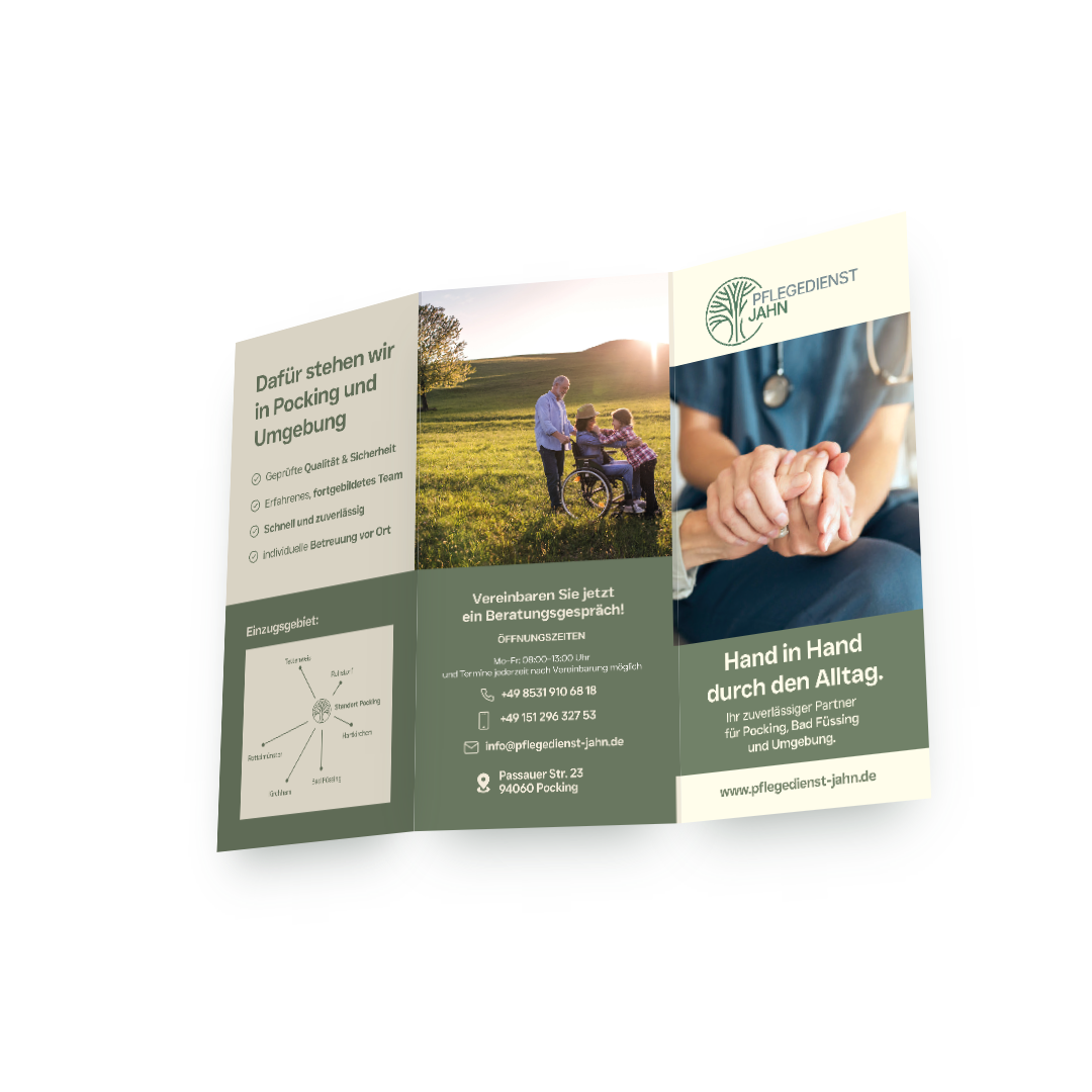 Pflegedienst Jahn – Flyer Vorderseite