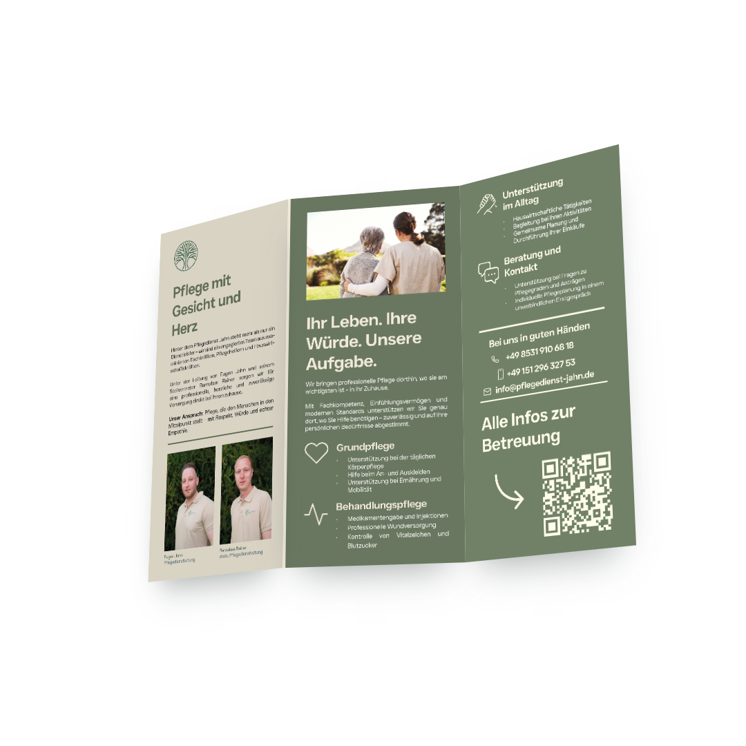 Pflegedienst Jahn – Flyer Rückseite